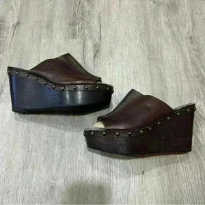 Coach Brown Hellena Leather Wedges
